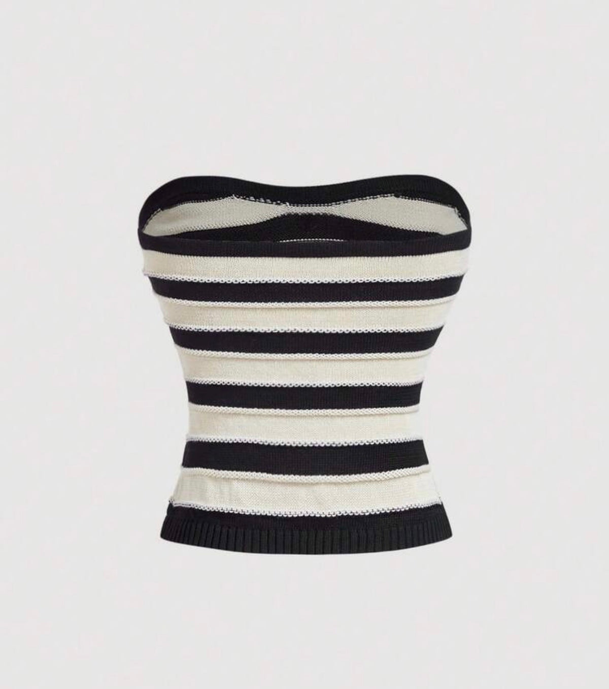 Black and Ivory Stripe Tube Top