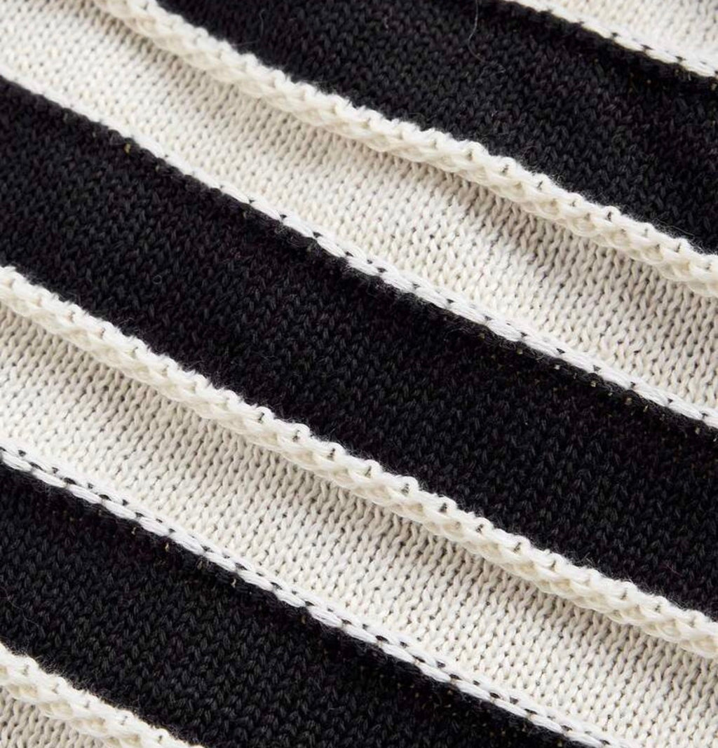 Black and Ivory Stripe Tube Top