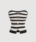 Black and Ivory Stripe Tube Top