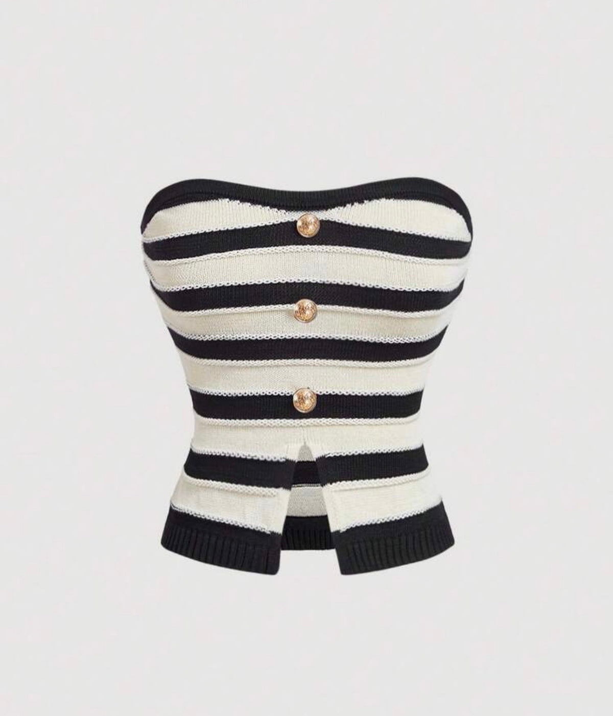 Black and Ivory Stripe Tube Top