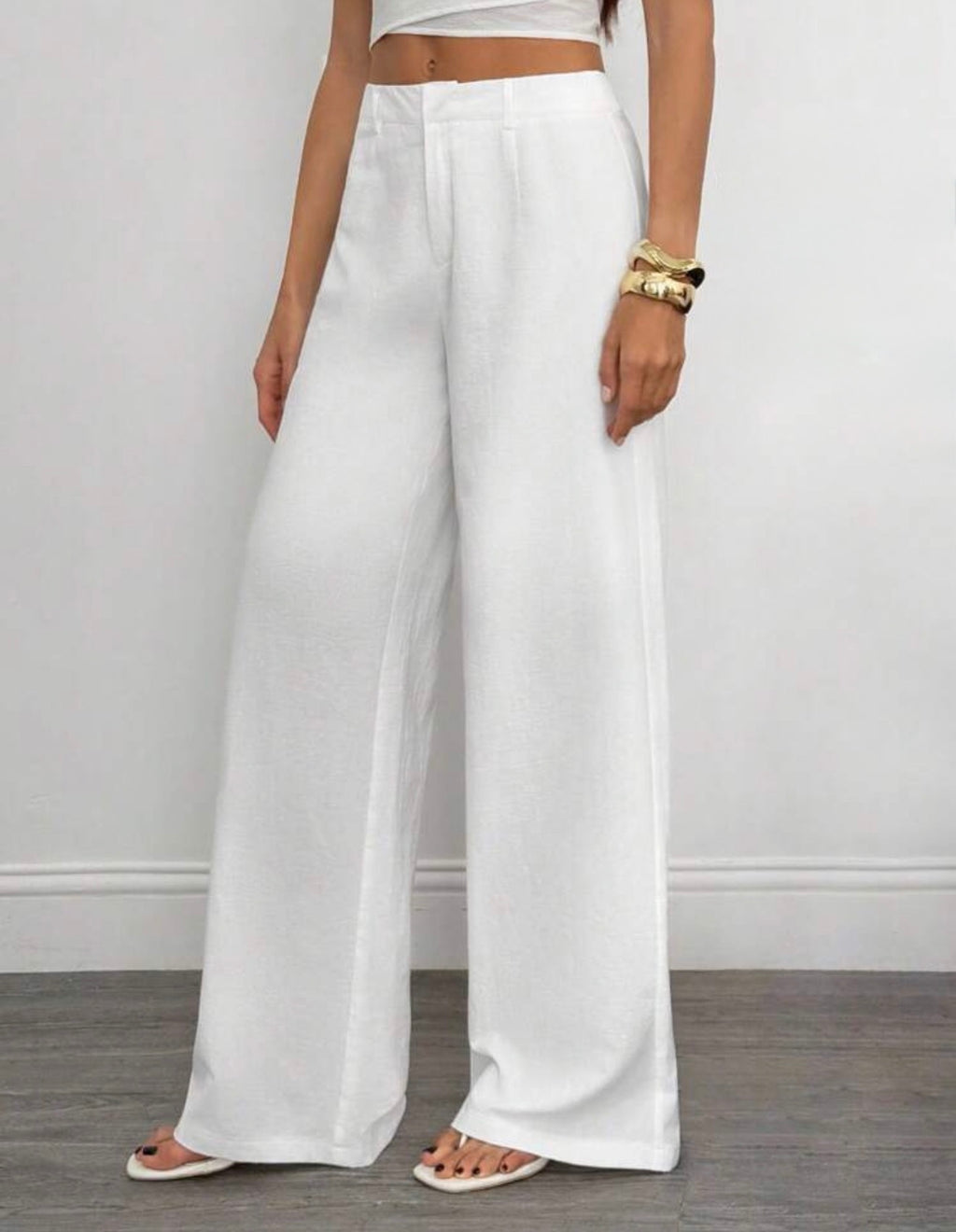 Wide Leg High Waist Cotton Trouser