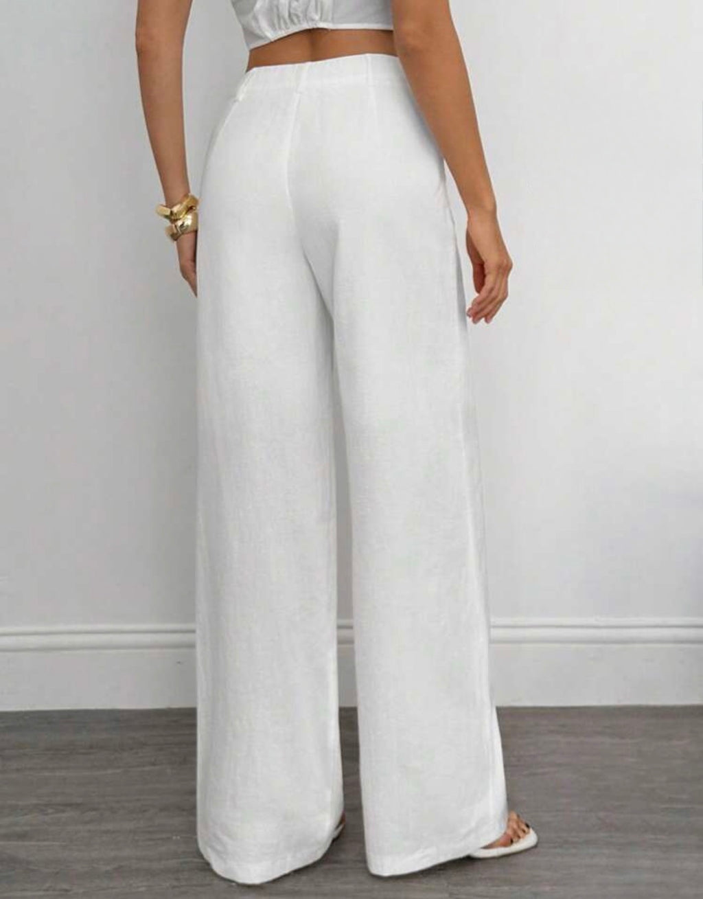 Wide Leg High Waist Cotton Trouser