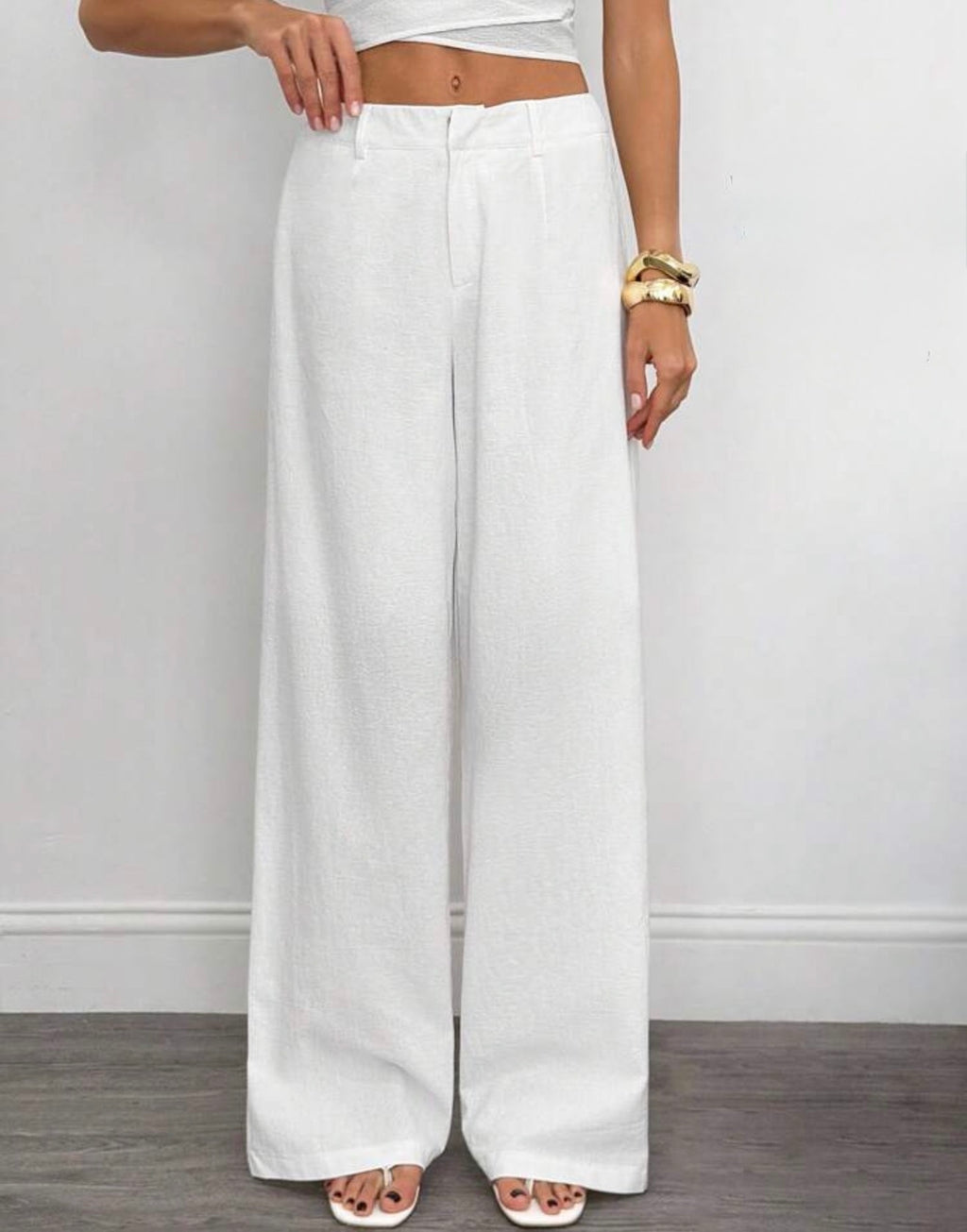 Wide Leg High Waist Cotton Trouser