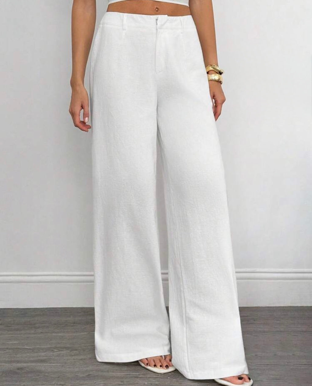 Wide Leg High Waist Cotton Trouser