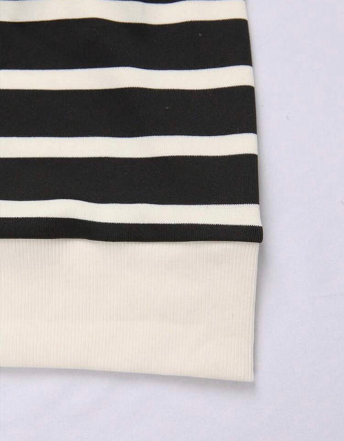 Black and Ivory Stripe High Neck Halter