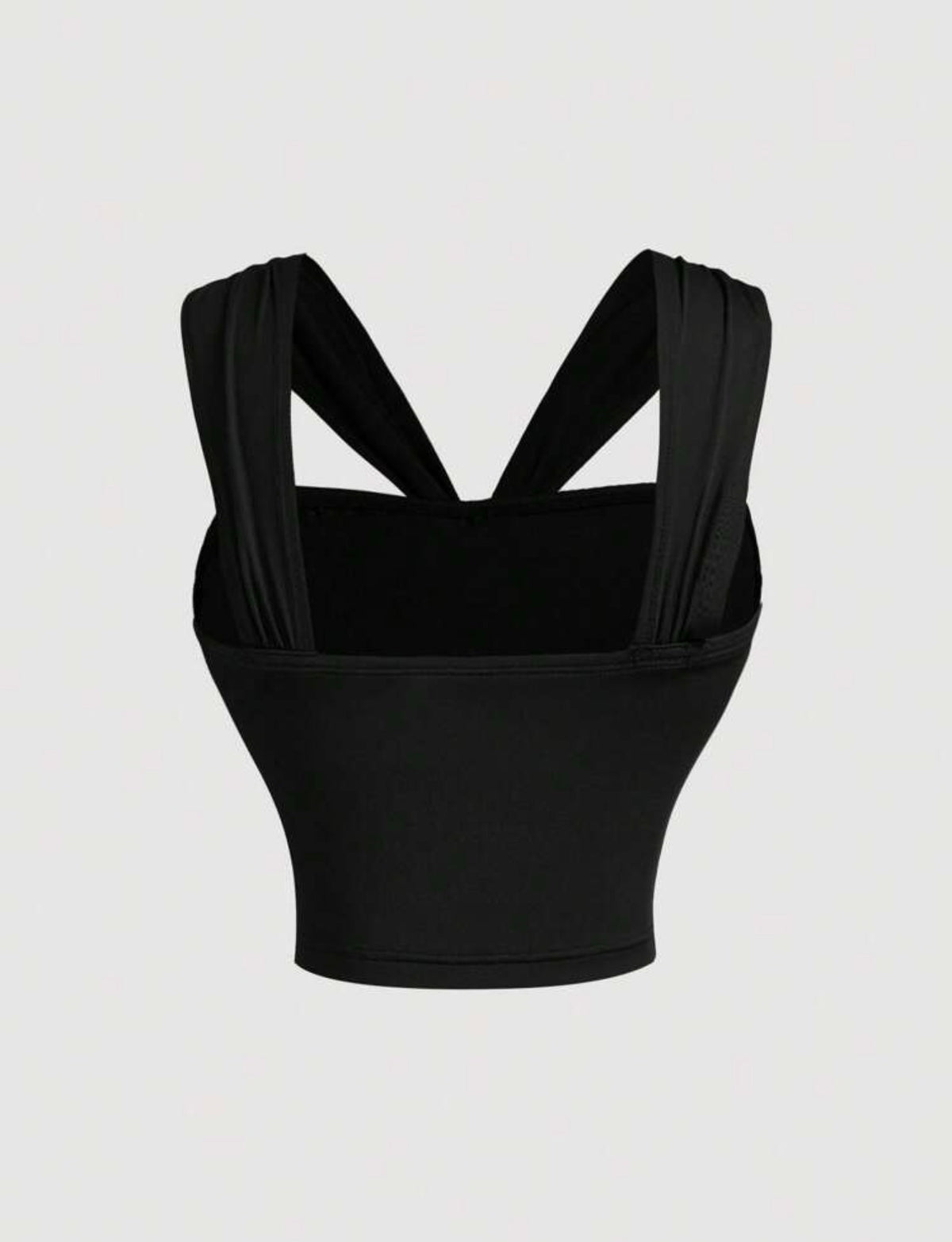 Black V-Neck Halter Crop Top