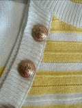 Vibrant Yellow and White Stripe High Neck Sleeveless Halter
