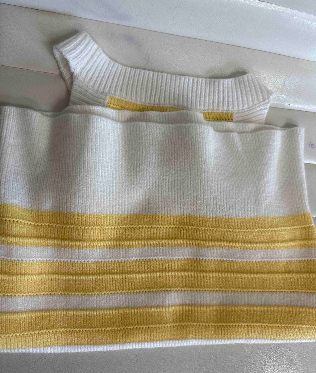 Vibrant Yellow and White Stripe High Neck Sleeveless Halter