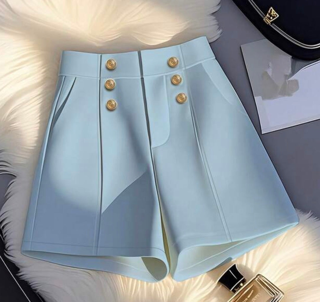 French Blue High Waisted Tailored Shorts
