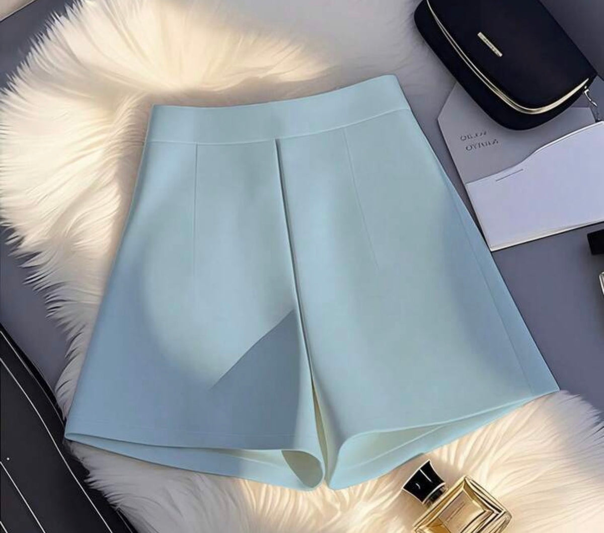 French Blue High Waisted Tailored Shorts