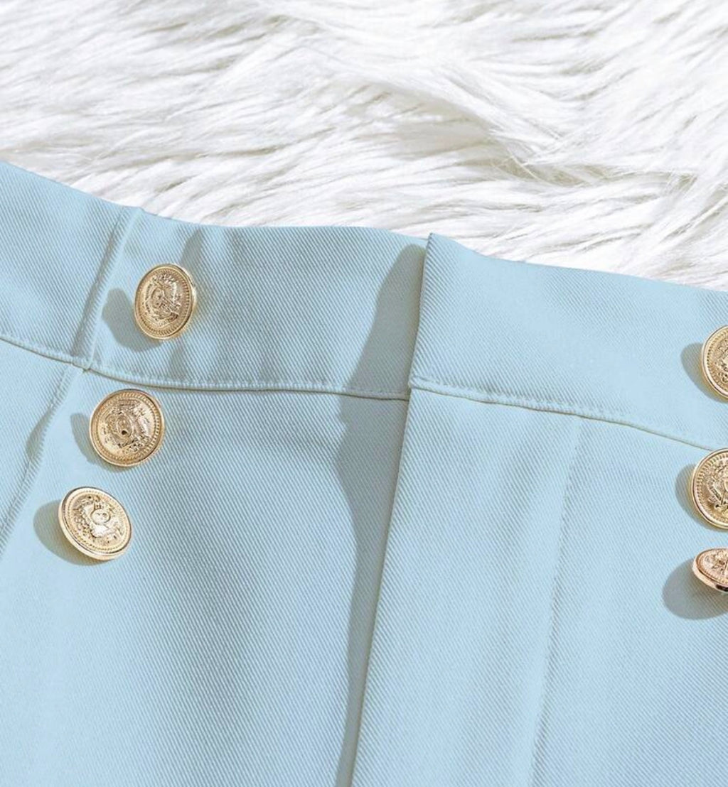 French Blue High Waisted Tailored Shorts