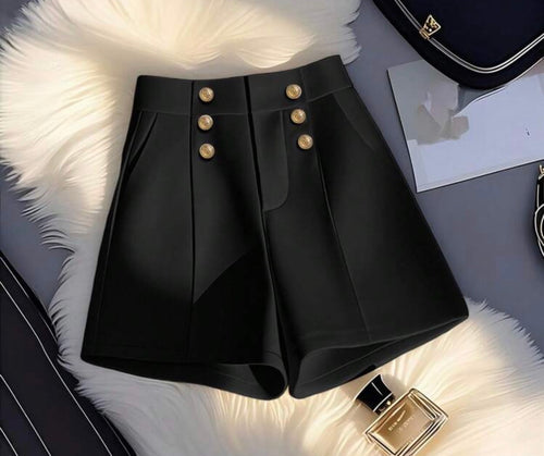 Black High Waisted Tailored Shorts