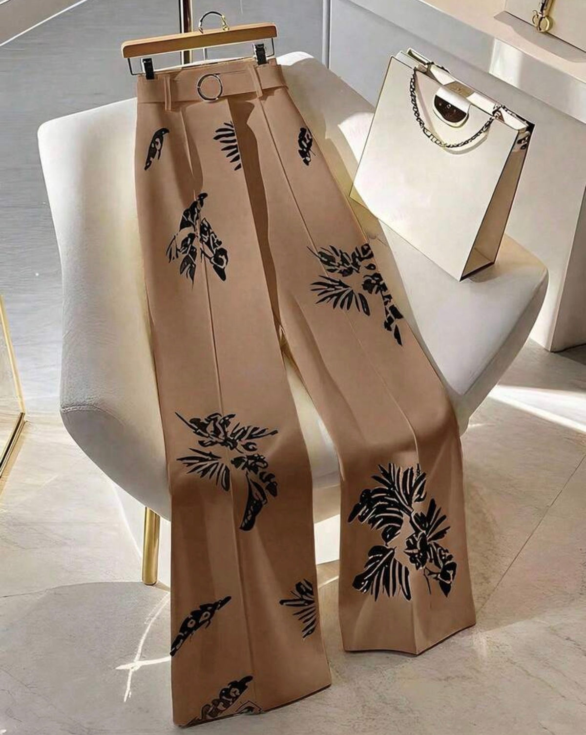 Printed Wide Leg Trousers