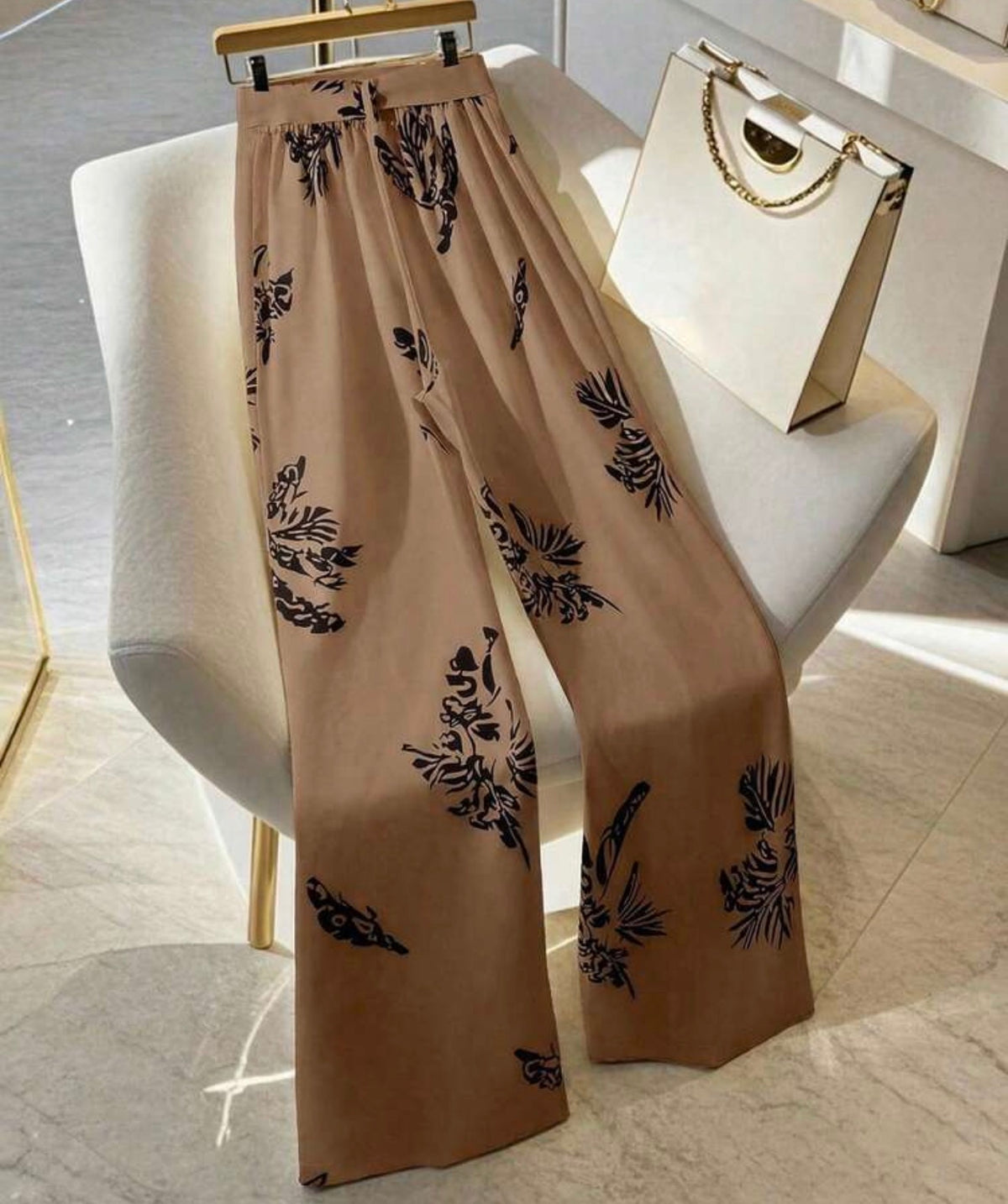 Printed Wide Leg Trousers