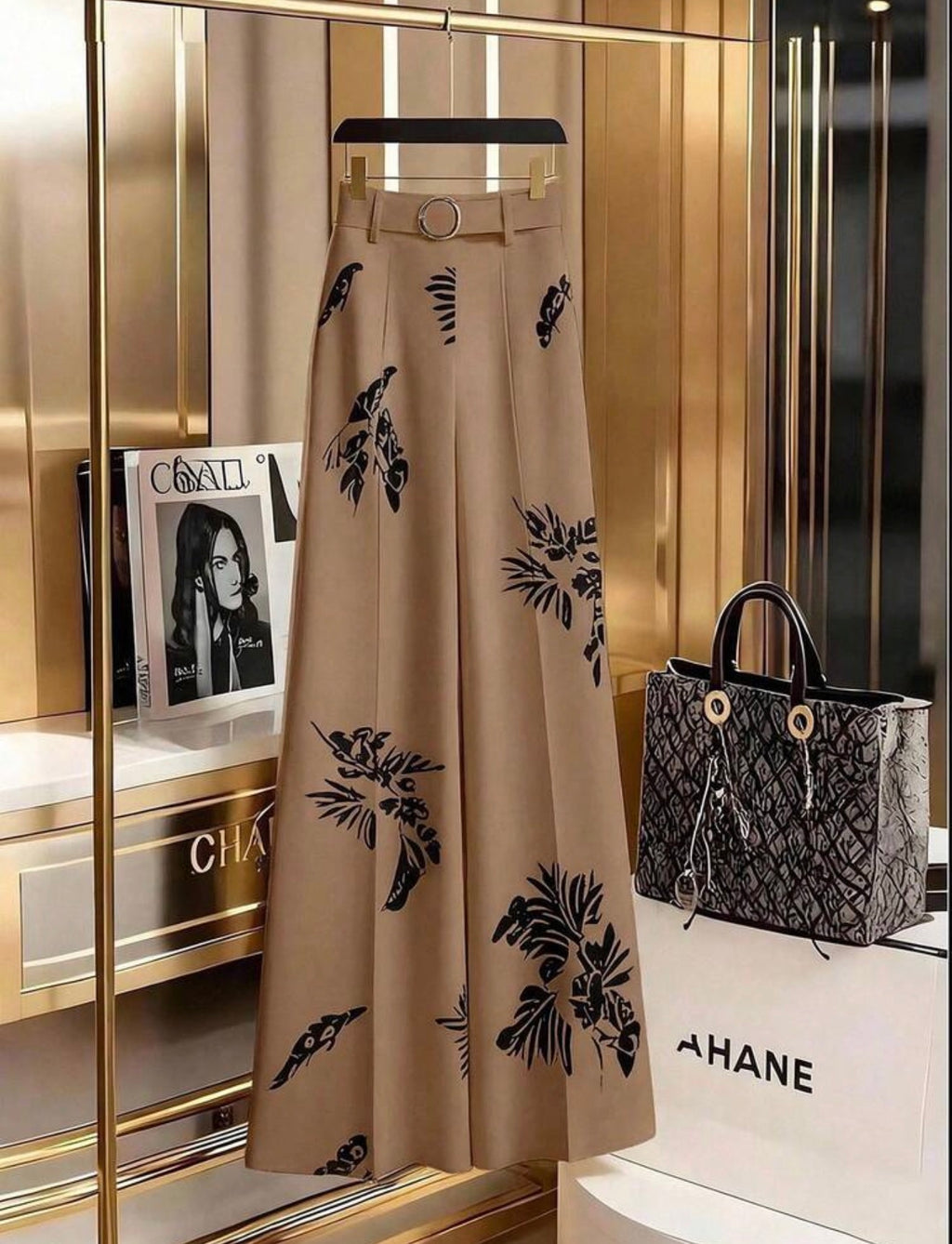 Printed Wide Leg Trousers